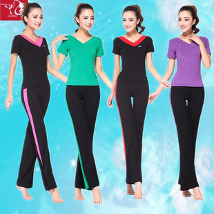 春夏季广场舞服装新款套装短袖舞蹈服练功服女跳舞衣服运动健身服