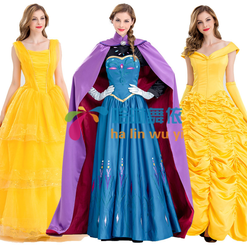 冰雪奇缘连衣裙艾莎公主加冕裙安娜礼服成人皇后长裙子披风裙子