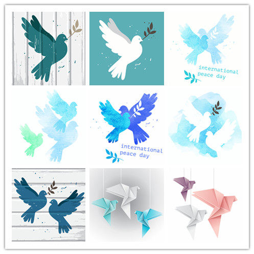 矢量设计素材 清新白鸽图案抽象鸽子背景水彩折纸 eps格式 9p