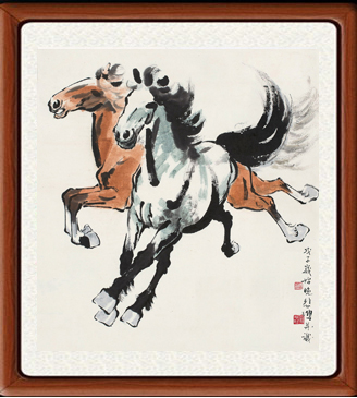 装饰画国画字画真迹客厅八骏图奔马书画挂画仿徐悲鸿