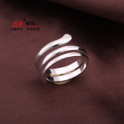 999足银夸张戒指女纯银生日礼物