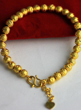 黄铜镀金简易女士沙金空心手链