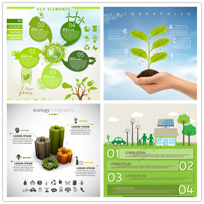A1304矢量扁平化信息图生态生物环保表格图标素材 AI设计素材