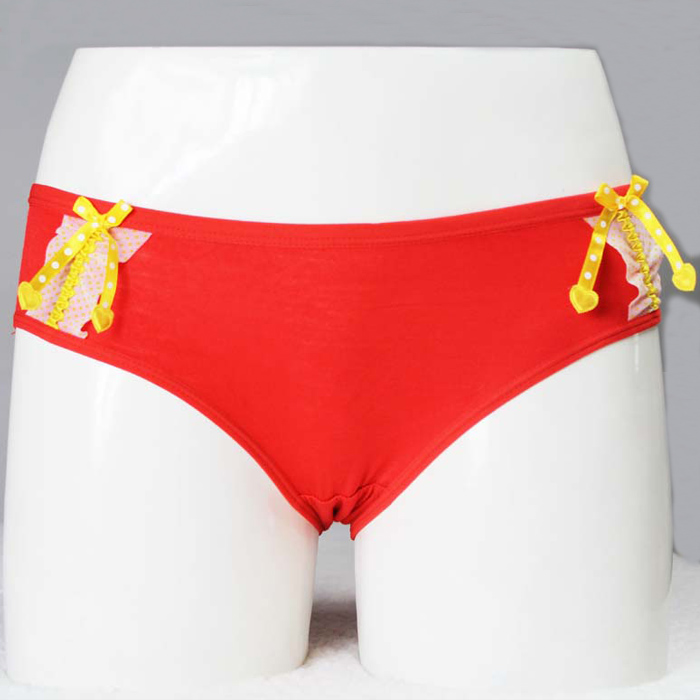 女式性感竹纤维透气内裤抗菌实拍甜美蝴蝶结可爱女孩舒适三角短裤