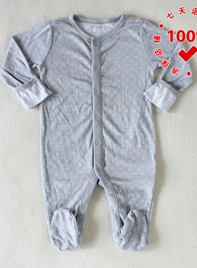 正品OLD NAVY老海军灰底白圈幼儿连体衣长款包屁爬服纯棉哈衣