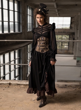 ╋魔叹╋ RQ-BL 蒸汽朋克Steampunk哥特GOTHIC暗黑连衣裙 SP208BK