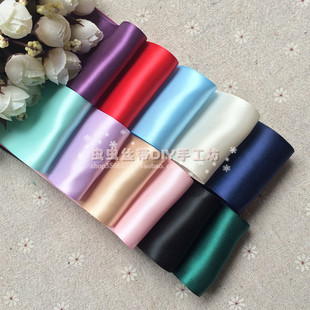 手工DIY蝴蝶结发夹发饰材料配件A6 绸带 5cm 50mm双面涤纶缎带