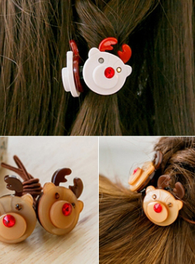 Angelrena韩国进口发饰品圣诞小鹿发圈发绳皮筋F5