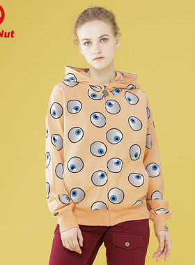 DEVIL NUT 潮牌 恶魔 针织连帽 眼睛迷彩 纯棉 女式 卫衣 SFO