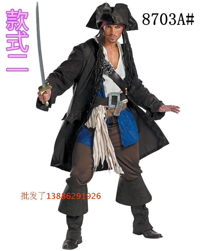 年会成人海盗服装 万圣节服装加勒比海盗 杰克海盗船长演出服