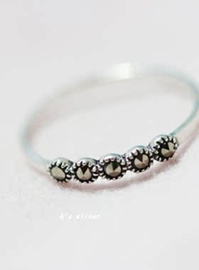 五赛点s925纯银泰银情侣戒指首饰