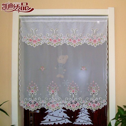 外贸田园刺绣韩式风卧室布艺门帘