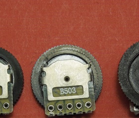 双联 齿轮 5脚 黑色拨盘电位器 B503 50K 盘直径16MM 盘厚度2MM