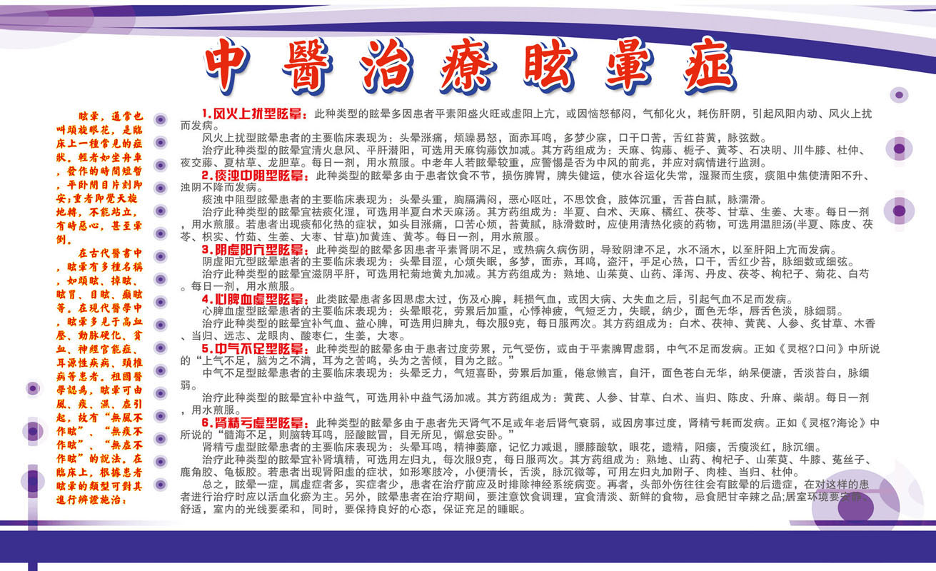 732海报印制展板写真喷绘贴纸658医院中医眩晕症