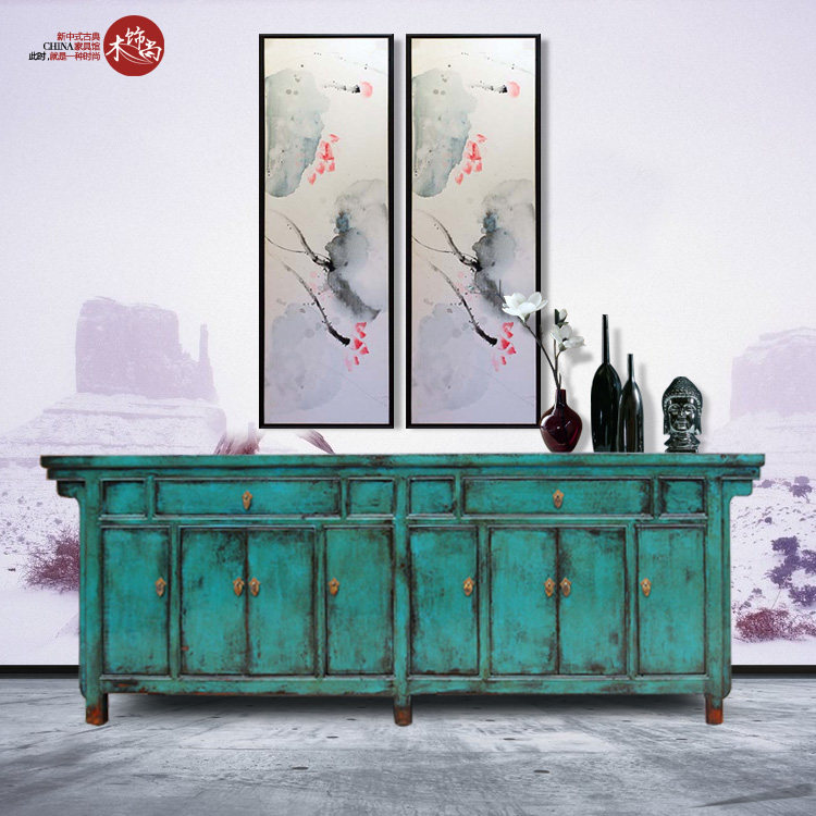 木饰尚新中式风仿古做旧门厅柜