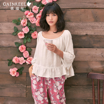 歌瑞尔秋季甜美可爱印花性感女士睡衣时尚外穿家居服套装霓裳佳人-tmall.com天猫