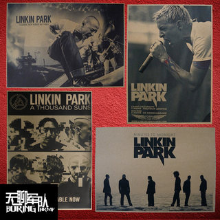 林肯公园Linkin Park摇滚乐队牛皮纸海报装饰画 酒吧照片相框墙