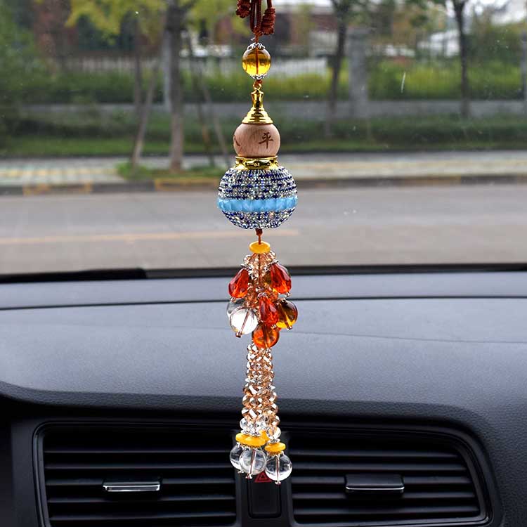 高档汽车挂件镶钻葫芦保平安水晶香水挂饰车前车上后视镜装饰用品