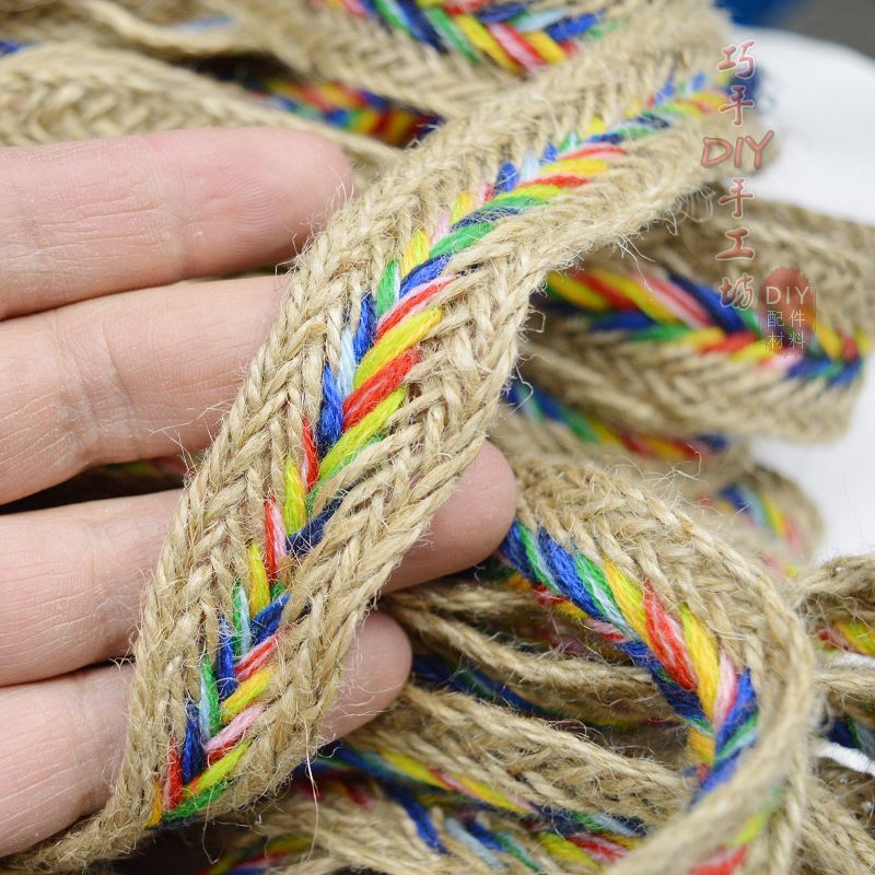 2025mm原色黄麻加彩10编织麻绳