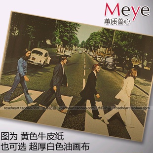 披头士乐队 过马路Abbey Road 摇滚海报 甲壳虫 怀旧复古 牛皮纸