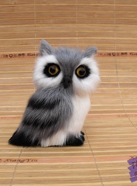 猫头鹰真皮毛手工艺商场静态道具