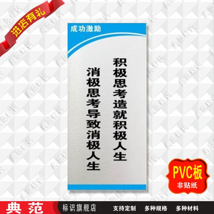 典范标识积极思考造就积极人生消极思考导致消极人生标语成功激励