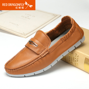 Red Dragonfly leather men's shoes in summer 2015 new authentic Korean Air set foot comfort wear men's shoes