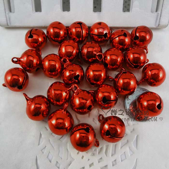 diy铃铛饰品配件材料 14mm红色铜铃铛 一字圆铃铛 手链铃铛配件