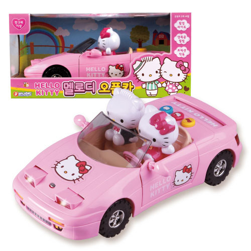 韩国进口hello kitty凯蒂猫卡通汽车装饰摆件模型敞篷车女孩玩具