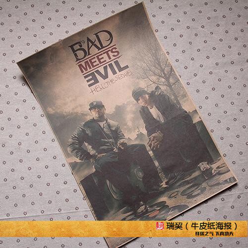 Eminem海报姆爷写真画HIPHOP天王海报酒吧宿舍装饰画复古明星画