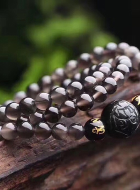 天然冰种黑曜石貔貅手链