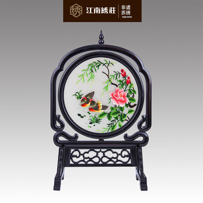 客厅装饰创意工艺品摆件装饰房间的小饰品摆设中国特色礼品双面绣