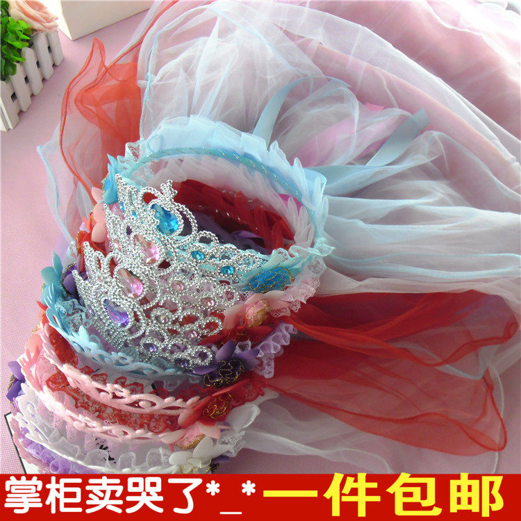 韩式儿童花环头饰小孩女童头纱发箍婚纱演出摄影配饰义乌厂家花环