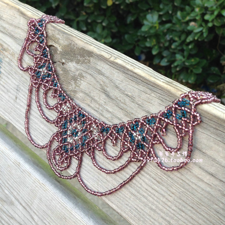 私人订制闺蜜礼物小巧玲珑坦领复古深紫色纯手工珠串项链颈链女款