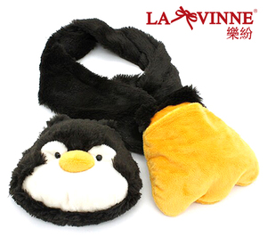 乐纷 LA VINNE 可爱毛绒玩具企鹅保暖围巾手套。