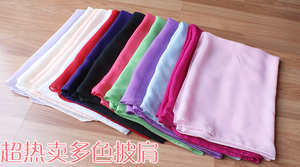 纯色晚礼服裙新娘伴娘姐妹/婚纱丝巾雪纺披肩围巾超长定做
