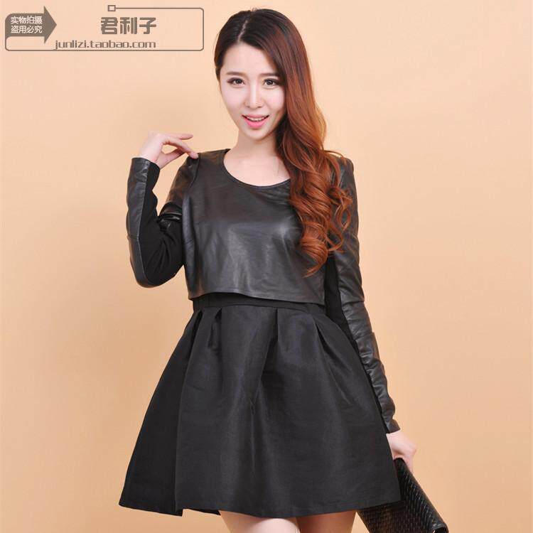 2014秋冬欧洲站真皮女皮裙皮连衣裙绵羊皮蓬蓬裙皮短裙长袖假两件|msdalam kategori Butik wanita / wanita, pakaian - dari Buy2taobao.com untuk memberikan perkhidmatan ejen Taobao profesional membeli