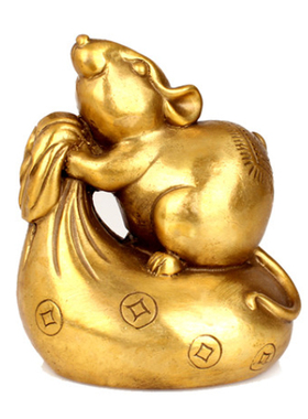 黄铜摆件吉祥物风水钱袋鼠