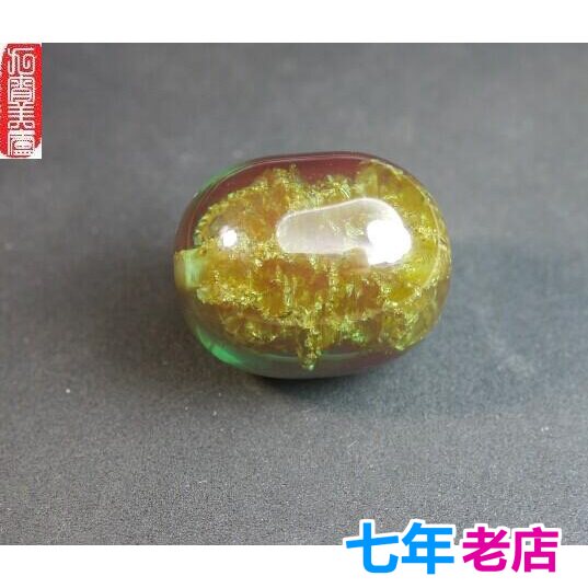 中东老蜜蜡清水蓝爆花散珠桶珠顶珠隔珠佛珠手链DIY配件特价变色