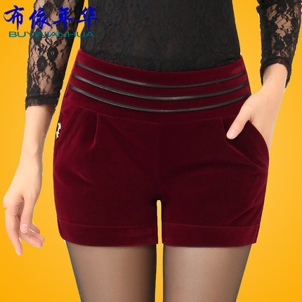 <em>布依年华</em>金丝绒<em>短裤</em>秋冬女2015秋装新款<em>女装</em>
