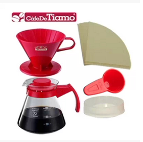 tiamo 咖啡冲泡壶 过滤杯分享壶滤纸组合V01/V02 滤泡 手冲咖啡壶