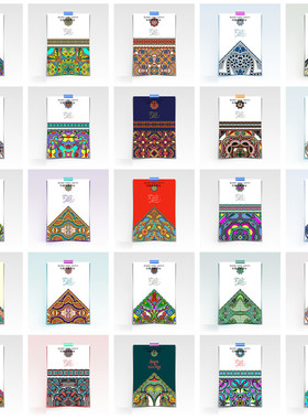 矢量设计素材 25张彩色民族风格花纹纹样边框背景卡片模板 EPS