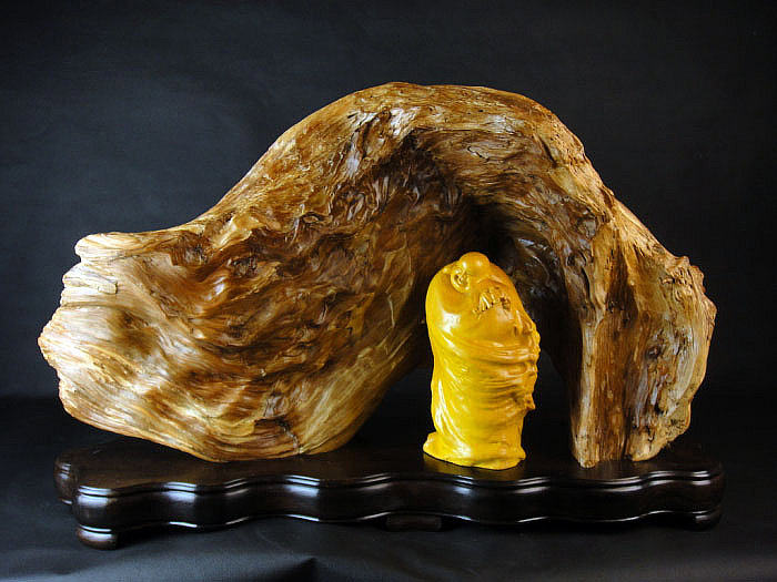 崖柏陈化老料根雕摆件龙门石窟罗汉 太行山崖柏木雕件送榧木佛像