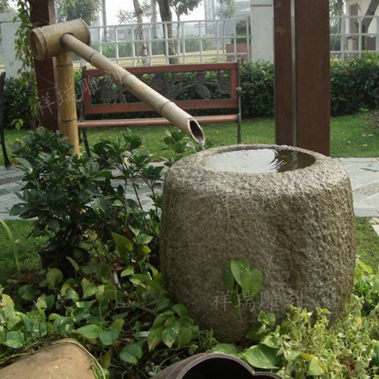 仿古石雕流水钵鱼缸石槽户外花园日式庭院水景观盆青石头水池摆件