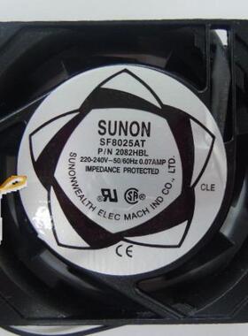 全新SF8025AT P/N2082HBL建准AC220V 8CM 主机壳散热通风机双滚珠