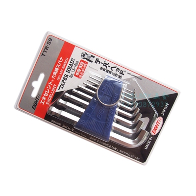 日本EIGHT百利TTR-S9标准长球头短弯头内六角扳手套装进口1.5-10