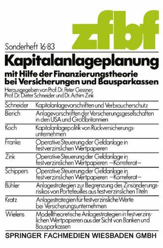 【预售】Kapitalanlageplanung Mit Hilfe Der Finanzierun...
