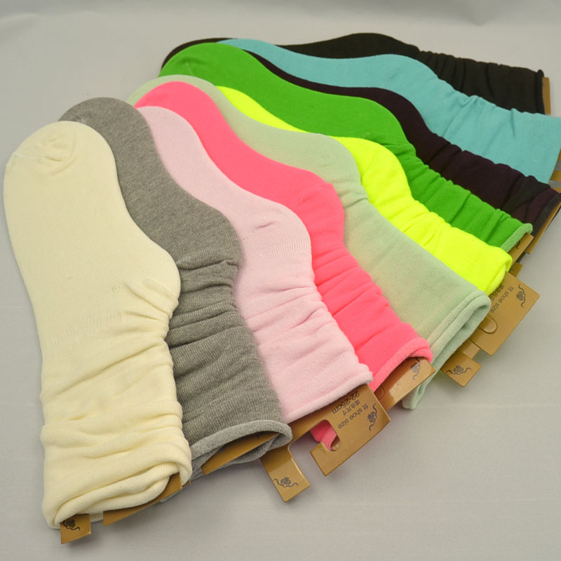 ins糖果色宽松潮靴中高卷边袜子