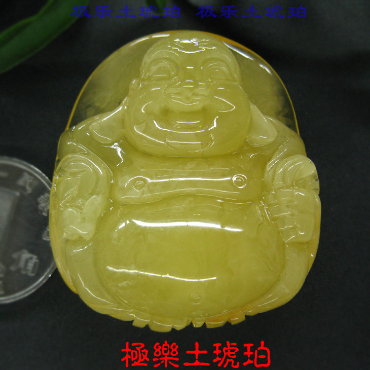 【极乐土琥珀】3253天然蜜蜡吊坠 弥勒佛 天然无忧化蜜蜡无烤色S