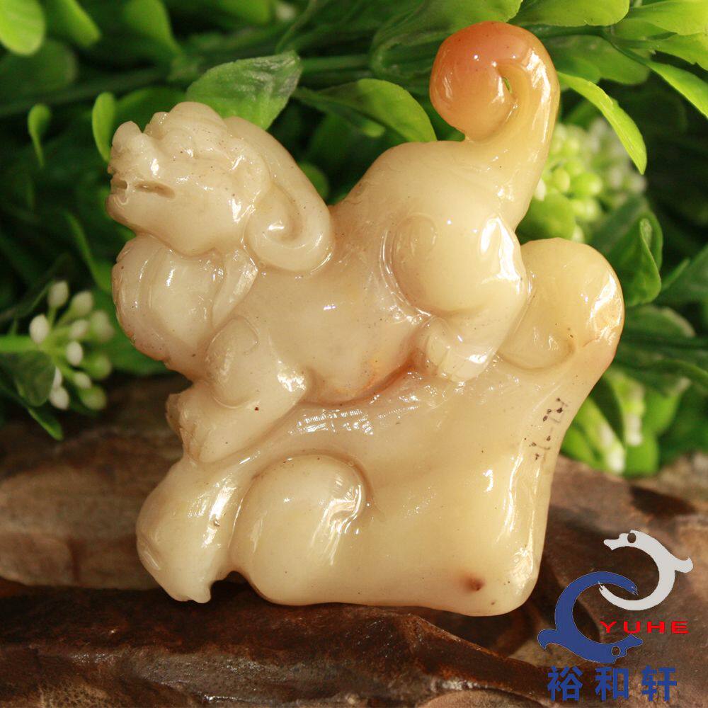 寿山石手件 国石真品 芙蓉冻石 貔貅手把件手工雕刻【裕和轩】-16